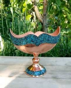 کشکول مسی خاتم فیروزه