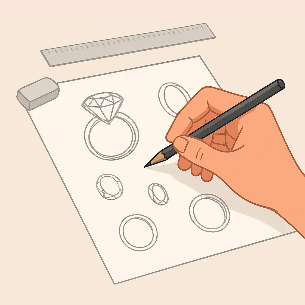 آموزش طراحی دستی جواهرات – جلسه اول: کنترل دست و خطوط پایه