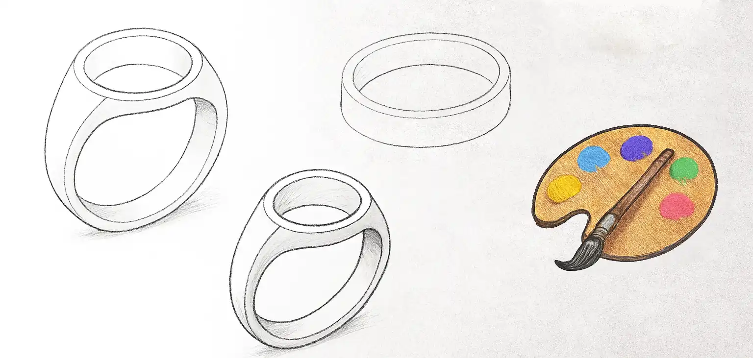 آموزش طراحی دستی انگشتر در زاویه ۴۵ درجه – جلسه ۳ هفته ۲