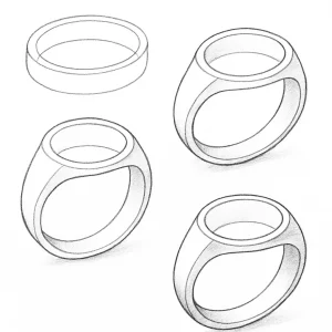 طراحی انگشتر زاویه ۴۵ درجه