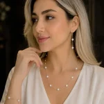 سرویس مروارید طلا ۱۸ عیار | گردنبند، دستبند و گوشواره مینیمال